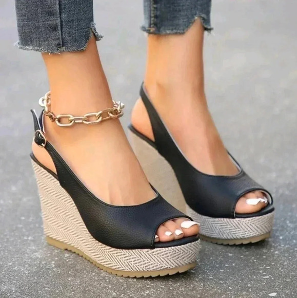 New Korean Summer Style Sexy & Comfortable Fish Mouth Wedge Heels With - Picture 4 of 8